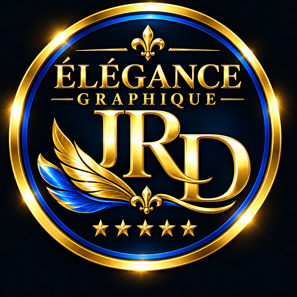Logo officiel JRD Élégance Graphique doré et bleu
